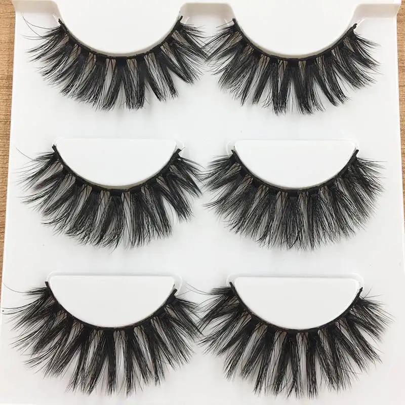 

YOKPN 3D Mink Eyelashes Thick Eyelashes Hand Made Makeup False Eyelash Natural long Lashes Extension 1 box 3 Pairs Eye lashes