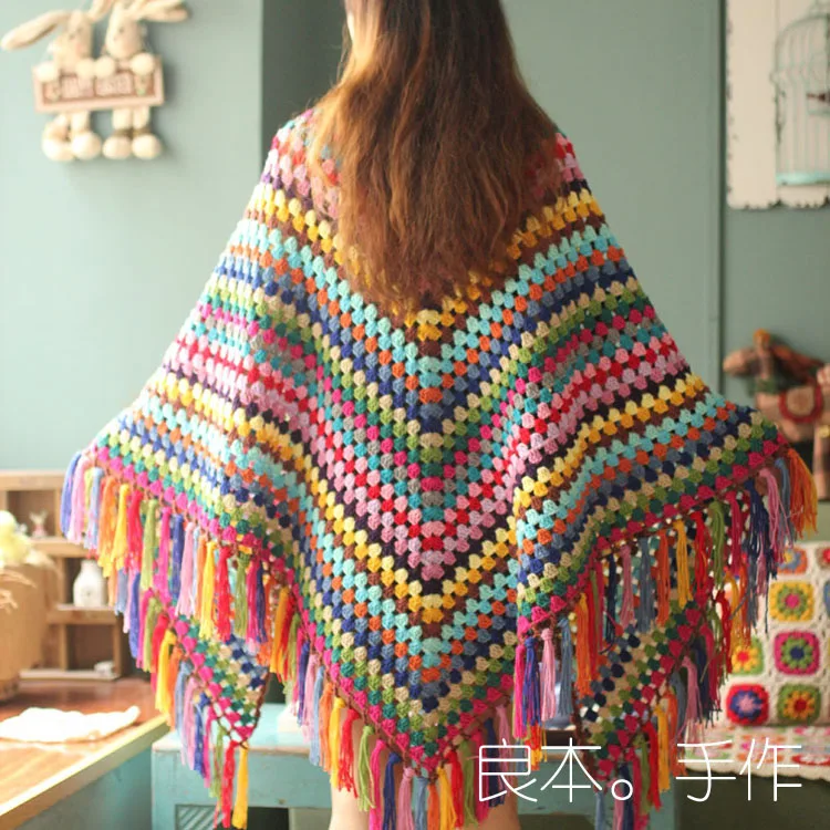 #^Special Price Crochet cappa scarf cloak neckerchief blanket Hand hooked fashion square crochet blanket cushion felt scarf table flat #^Special Price Crochet cappa scarf cloak neckerchief blanket Hand hooked fashion square crochet blanket cushion felt scarf table flat