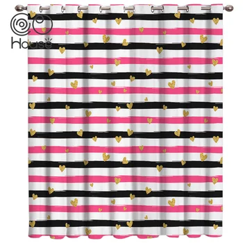 

Striped Love Sign Black Pink White Outdoor Indoor Floral Decor Kids Window Treatment Hardware Sets Curtain Panels