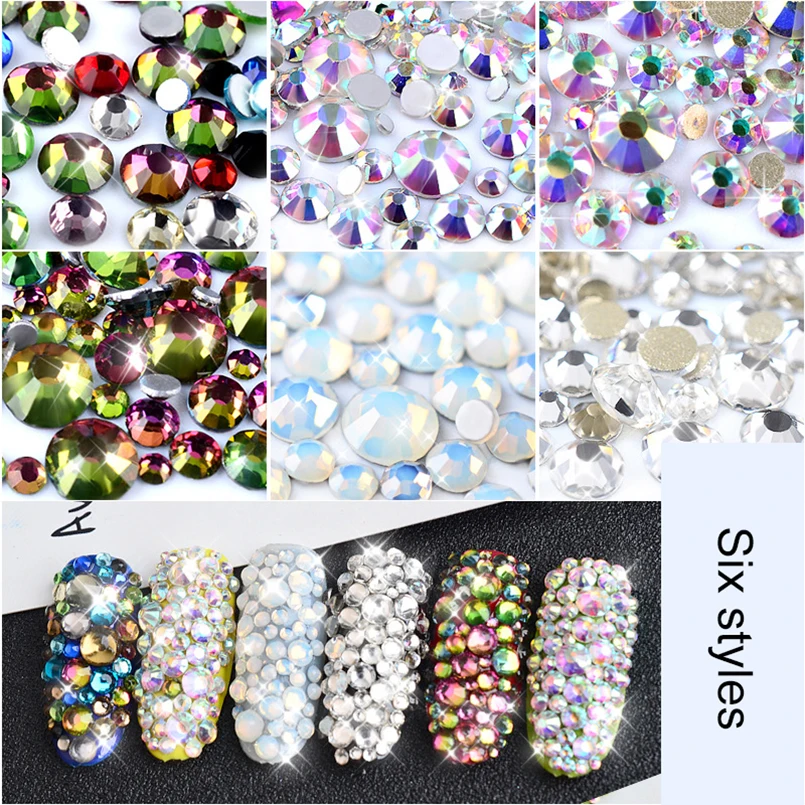 

800pcs Rhinestone Decoration Nail Art Pro Beauty Nail Tool DIY Crystal Decoration 6colors Crystal Stones UV Nail Gel Decoration