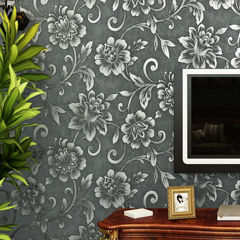 beibehang Pastoral Flowers Grandmother Green Wallpaper American Rural Pastoral Wallpaper Bedroom Bedside Background Wallpaper