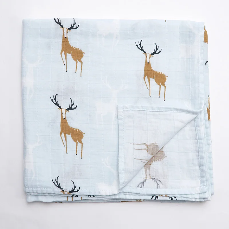 Muslinlife детское одеяло из органического хлопка, многофункциональное муслиновое детское одеяло для новорожденных одеяло для пеленания 120*120 - Цвет: deer