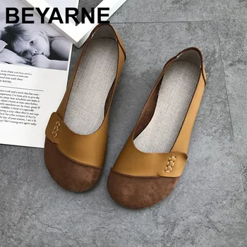 

BEYARNE 2019New fashion casual soft soled shoes retro solid color flat shoes simple shoesE103