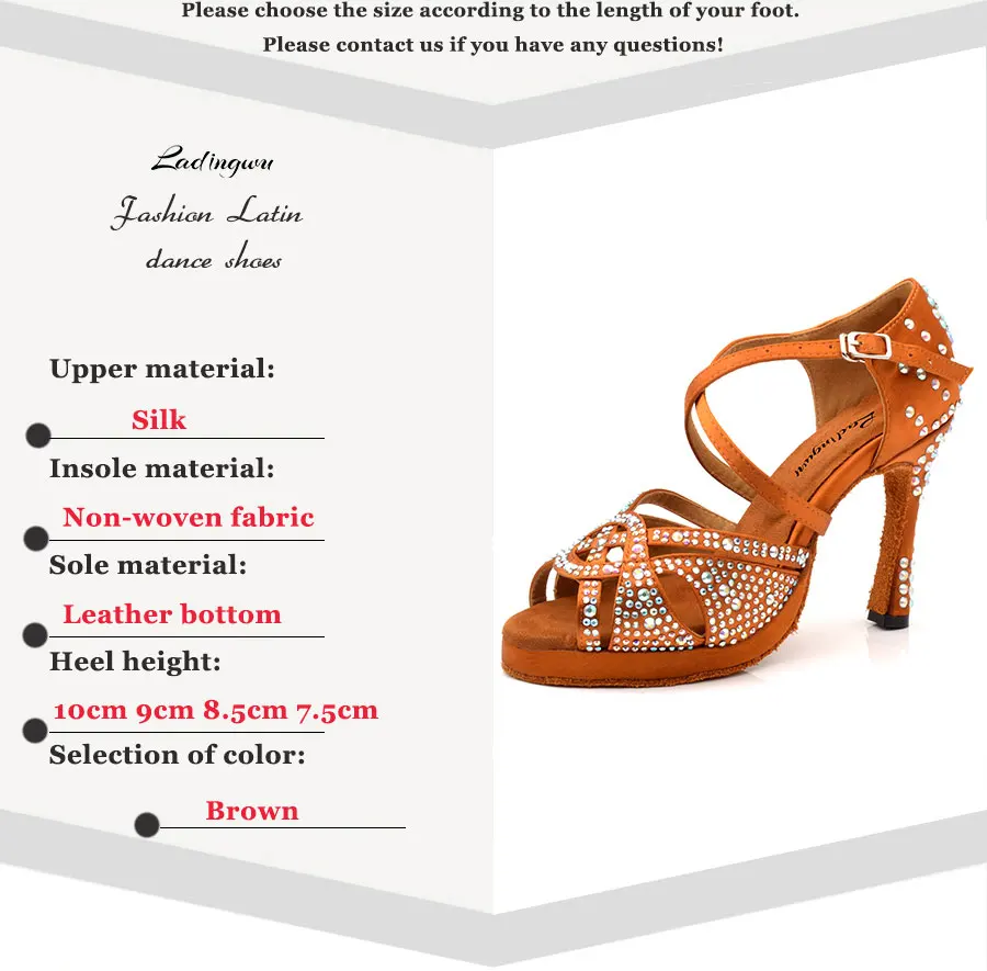 Ladingwu/брендовая танцевальная обувь; обувь для латиноамериканских танцев на платформе; Обувь для бальных танцев со стразами; обувь на высоком каблуке 10 см
