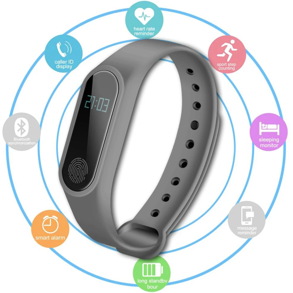 

M2 Smart Bracelet Waterproof Wristband Fitness Tracker Blood Pressure Heart Rate Bluetooth 4.0 For Android IOS (A718)