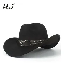 Cowboy-Hat Tauren-Belt Jazz Western Women Outback Sombrero-Cap with Winter Autumn Size-56-58cm