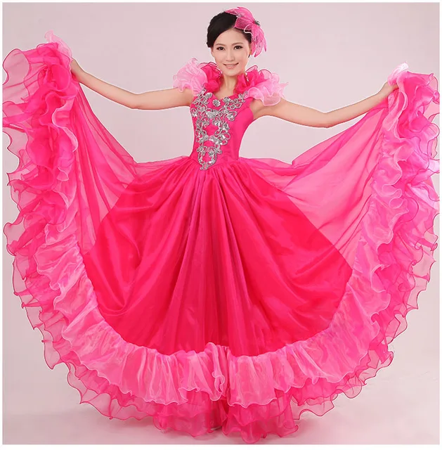 360 Spanish Bullfight Belly Dance Dress Skirt Long robe ...