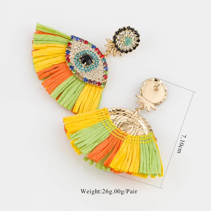 Handmade Beaded Earrings Jewelry Wedding Bridal Special Gift Bohemian Heart Fringed Drop Dangle Earrings Party (10)