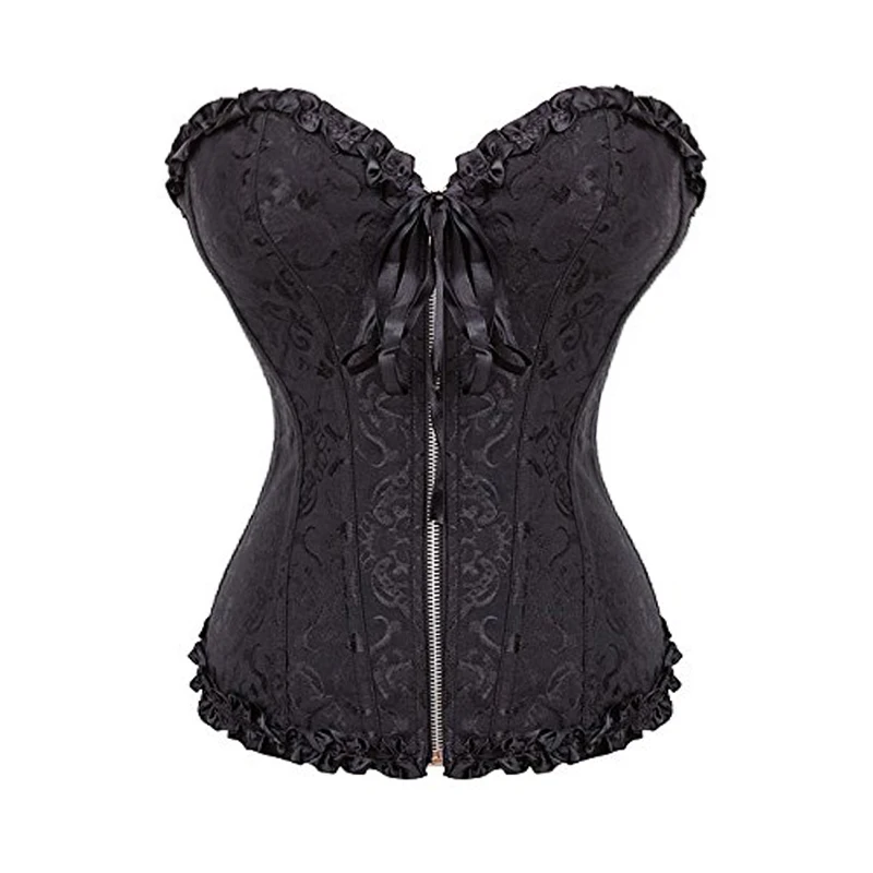 Women-Halloween-Zipper-Bustier-Top-Corset-Sexy-Boned-Waist-Trainer-Corset-Overbust-Brocade-Plus-Size-Waspie (1)