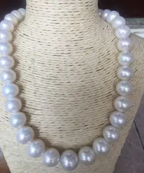 

Jewelry classic AAA huge12-14mm south sea round white pearl necklace