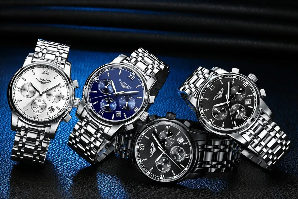 NEW GUANQIN Watch Men Quartz Watch Relogio Masculino Business Top Brand Chronograph Luminous Date Clock Men's Casual Wristwatch (6)