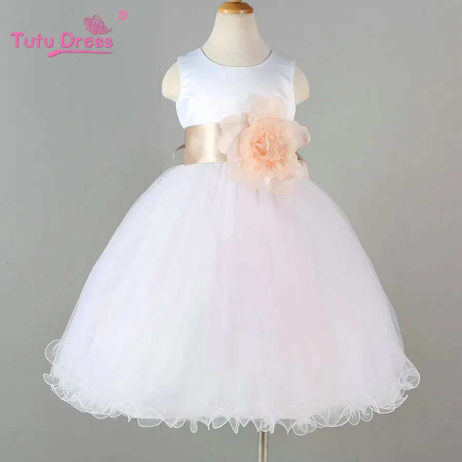 Платье с лепестками цветов для девочек; детское элегантное платье подружки невесты для малышей; пышное свадебное платье - Цвет: as photo