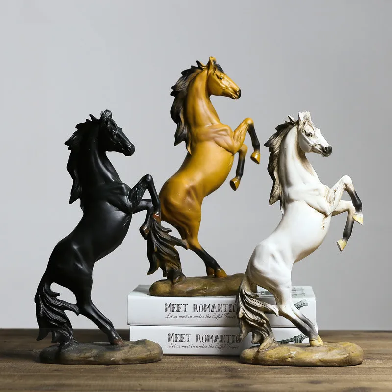 Новинка ностальгические статуи домашний декор ремесла винтажная фигурка лошади из смолы белая миниатюрная для офиса бар животное орнамент