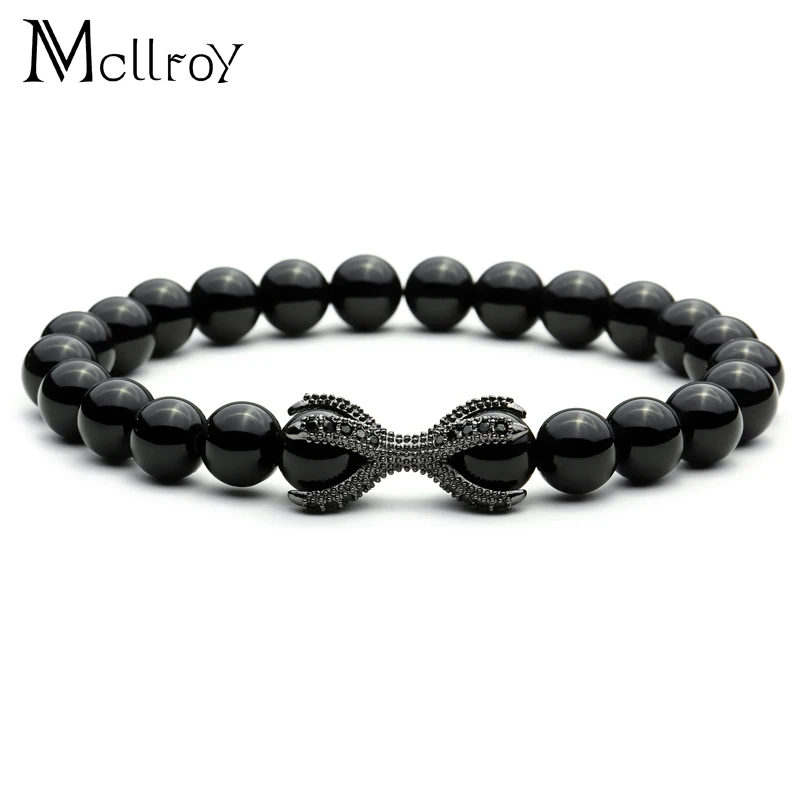 

Mcllroy Yoga and Meditation bracelet Men Bright bracelets Black Onyx Bracelet Eagle Paw Charms With Micro CZ Pave