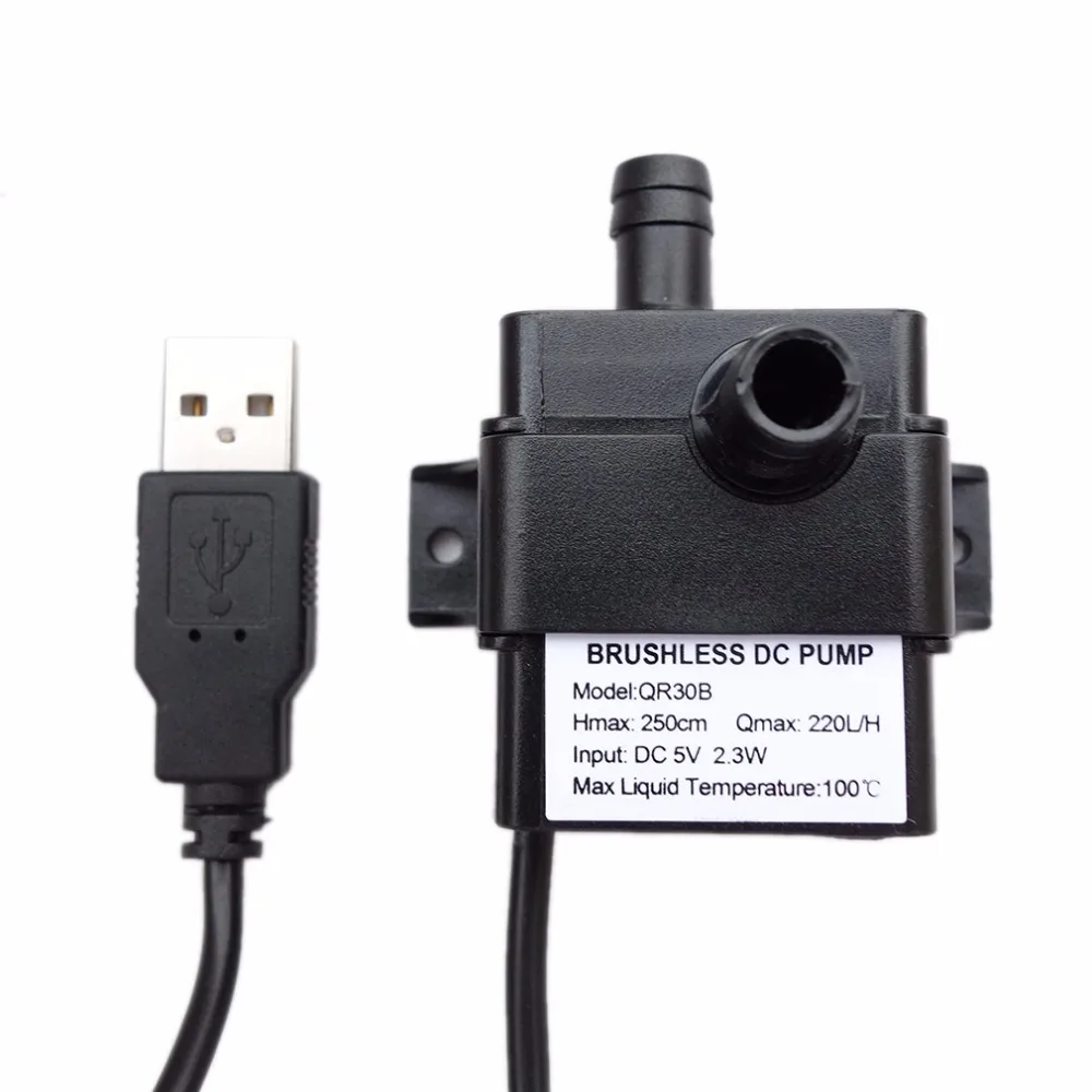 

Mini Water Pump Professional Low Noise QR30B DC 5V 2.3W 220L/H Flow Rate Waterproof IP68 CPU Cooling Car Brushless
