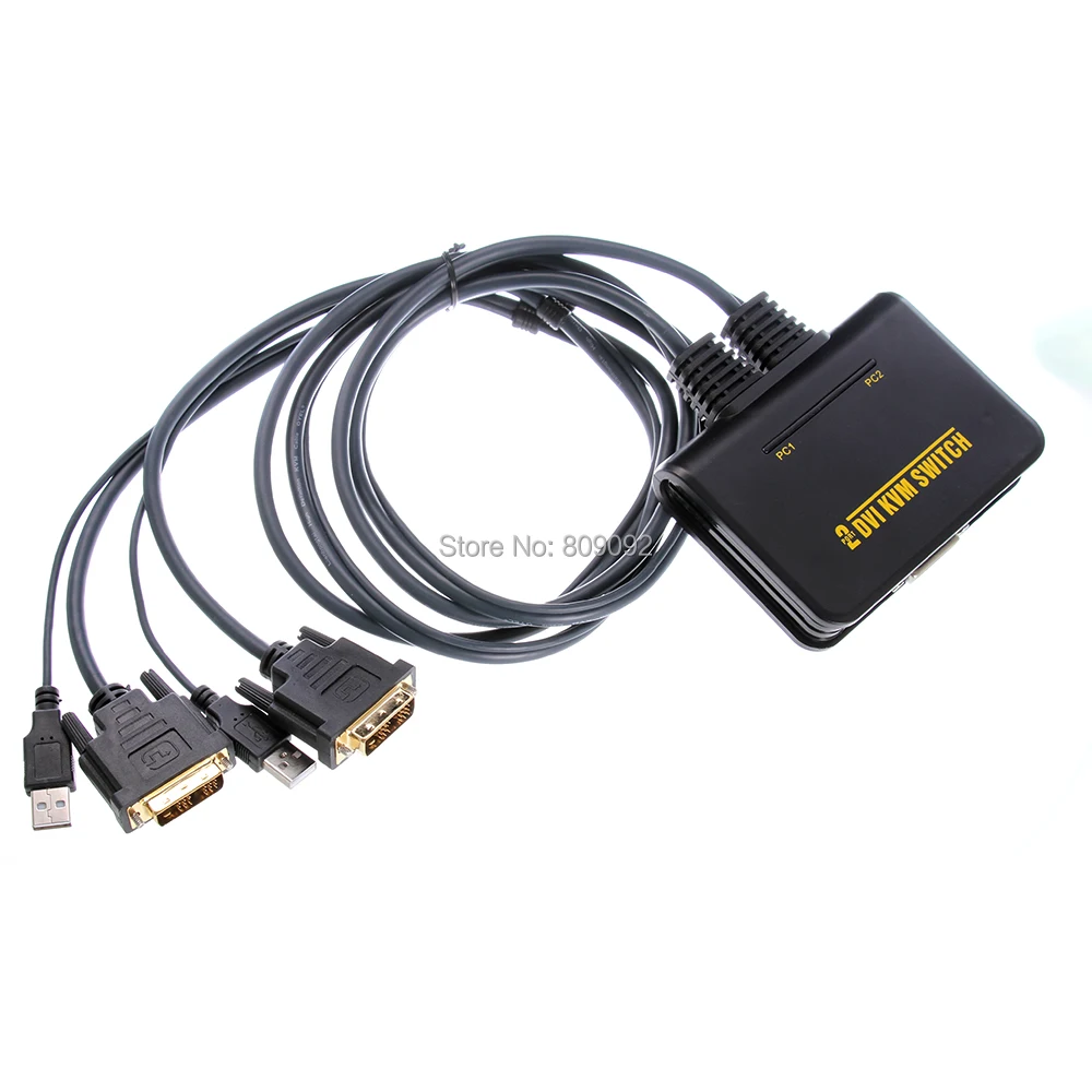 Professional USB DVI Switch 2-Port usb kvm switch Audio Video With Cable For PC Keyboard Mouse Dual Monitor