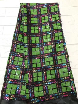 

best quality YG-623 tulle mesh lace with sequins for sawing dress 5yards embroidery net fabric