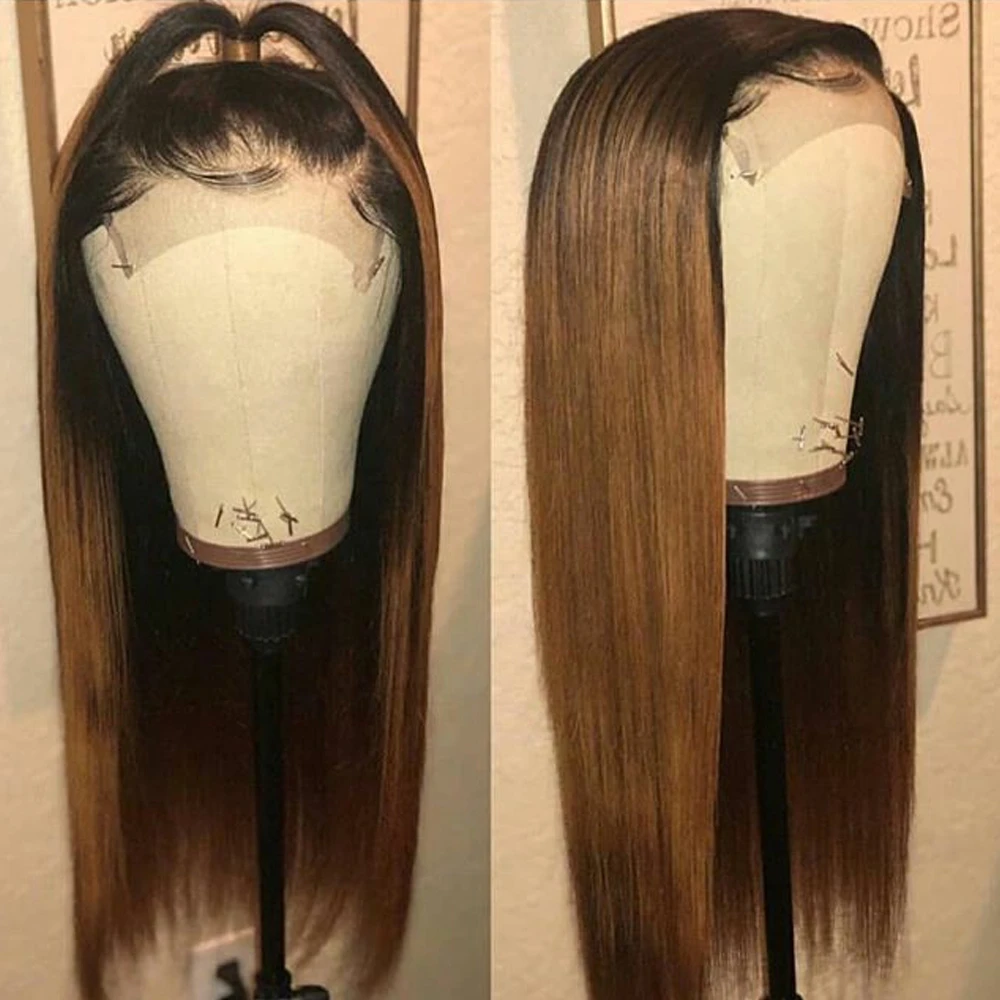 

1B/30 Lace Front Human Hair Wigs With Baby Hair Pre Plucked Ombre Color Straight Brazilian Remy Hair Lace Wigs For Black Women