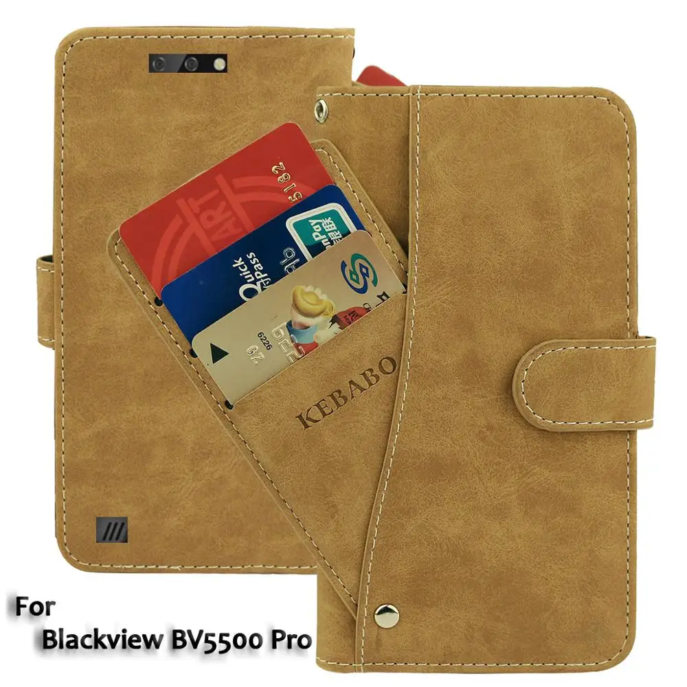 

Leather Wallet Blackview BV5500 Pro Case Flip Retro Vintage Leather Front Card Slots Cases Cover Business Phone Protective Bags