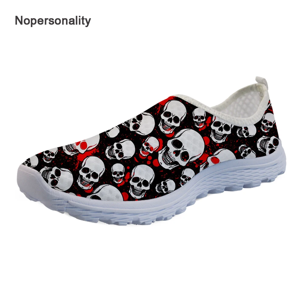 

Nopersonality Classic Sugar Skull Print Flats Lightweight Summer Mesh Shoes for Women Slip-on Breathable Female Flat Sneakers