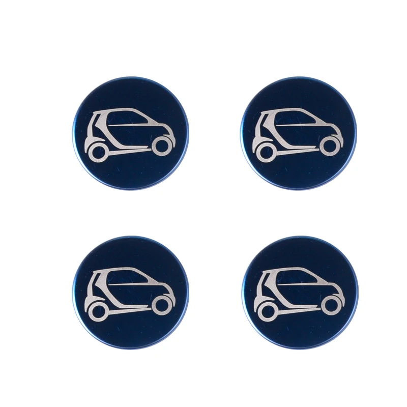 Автомобильное колесо крышка из нержавеющей стали, декоративные аксессуары для Авто Внешние логотип наклейки для смарт 453 fortwo 4 шт./компл - Название цвета: blue-car