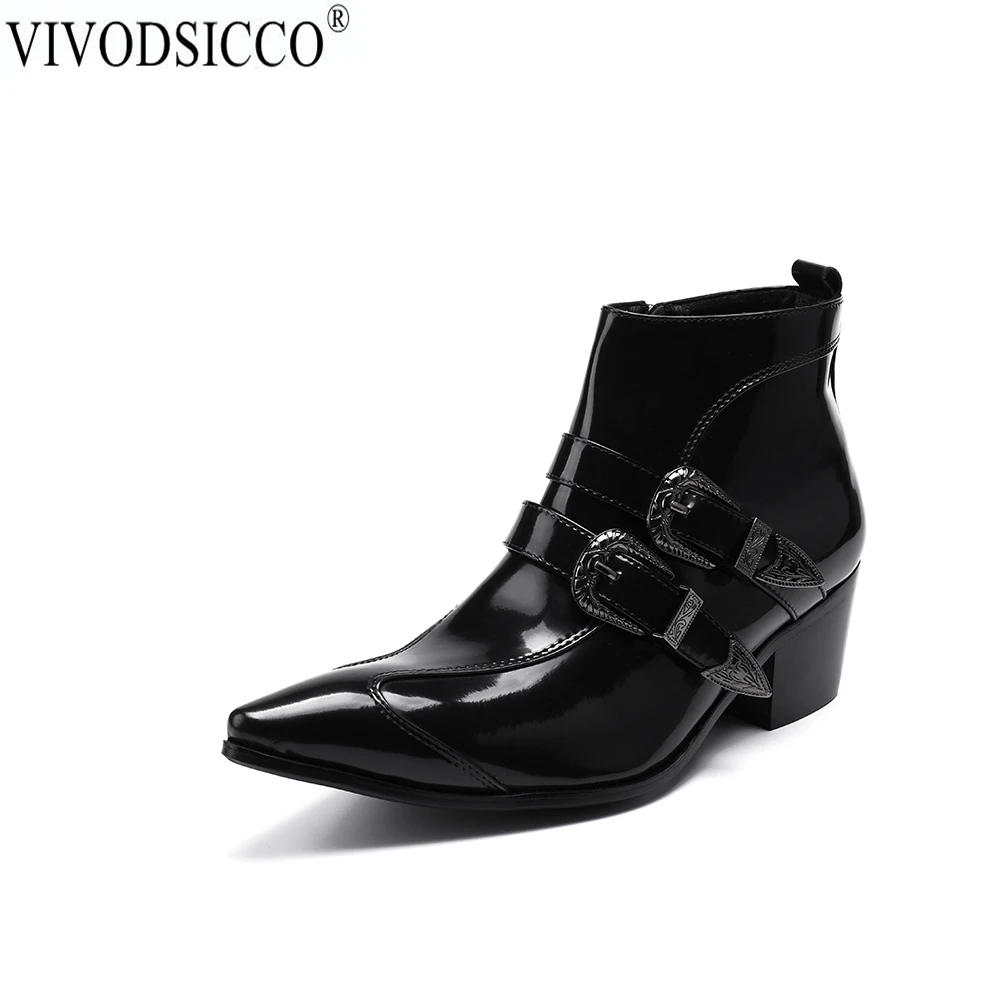 Chelsea Tornozelo Sapatos Homens De Cowboy Luxo Nova Vestir Sapatas Botas Vivodsicco Fivelas Preto Mens Motociclista Dupla Ocidentais Couro Dos Verdadeira US0ZqZ5