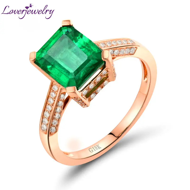 Женское кольцо с изумрудами LOVERJEWELY розовое золото 18kt 2 1ct ювелирное изделие для