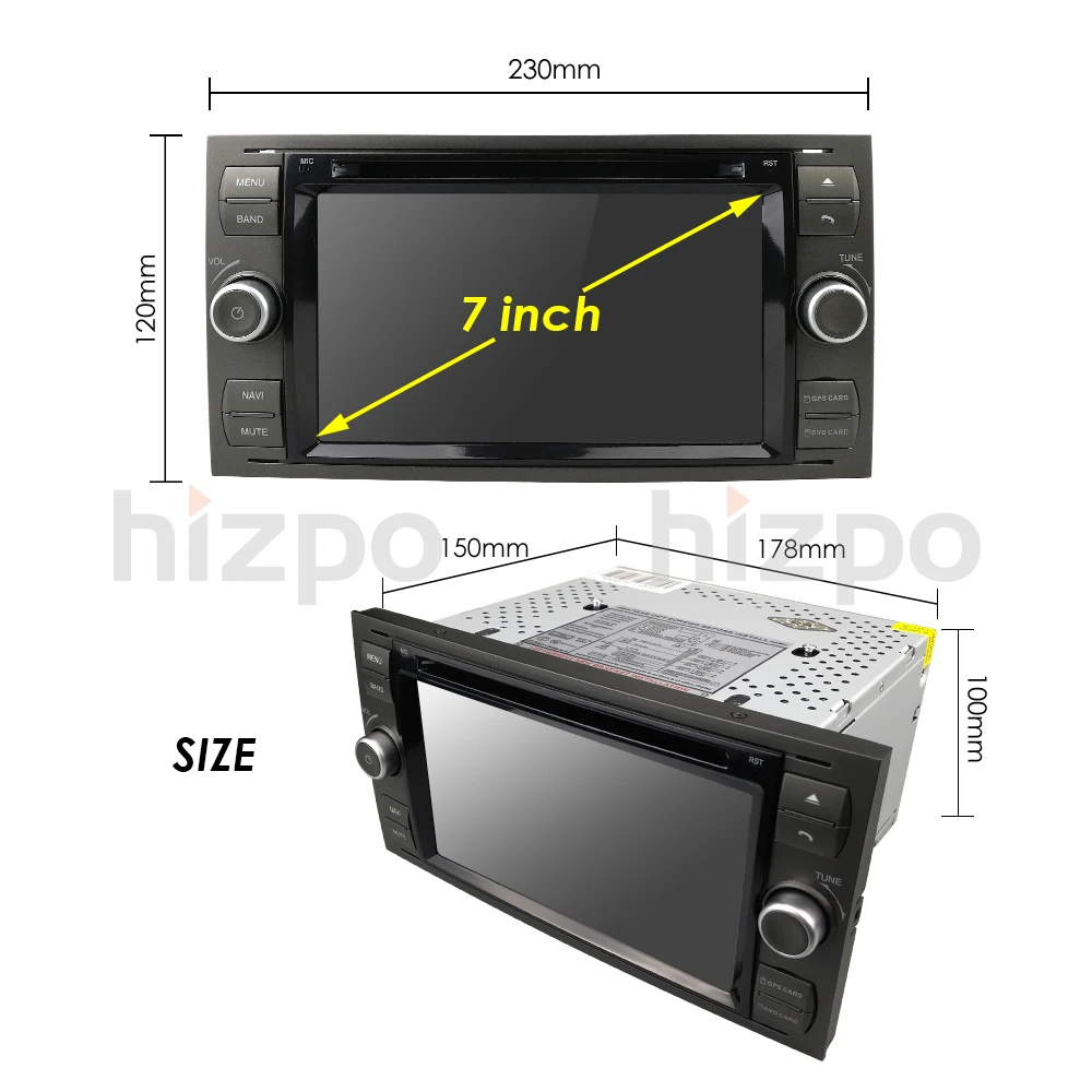 Sale 2 din Android 8.1 GPS Car Radio Tape Recorder Multimedia For Ford Focus 2 3 Mondeo S C Max Fiesta Galaxy head unit DVD Player 4G 5