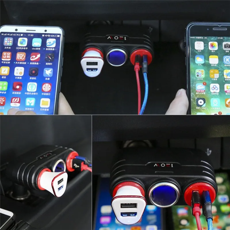 Автомобильное зарядное устройство Kongyide 120 Вт а с двумя USB портами|Кабели адаптеры