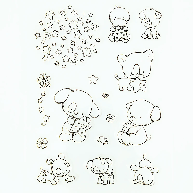

YLCS178 Dogs Silicone Clear Stamps For Scrapbook DIY Album Paper Cards Decoration Embossing Folder Craft Rubber Stamp 15x10.5cm