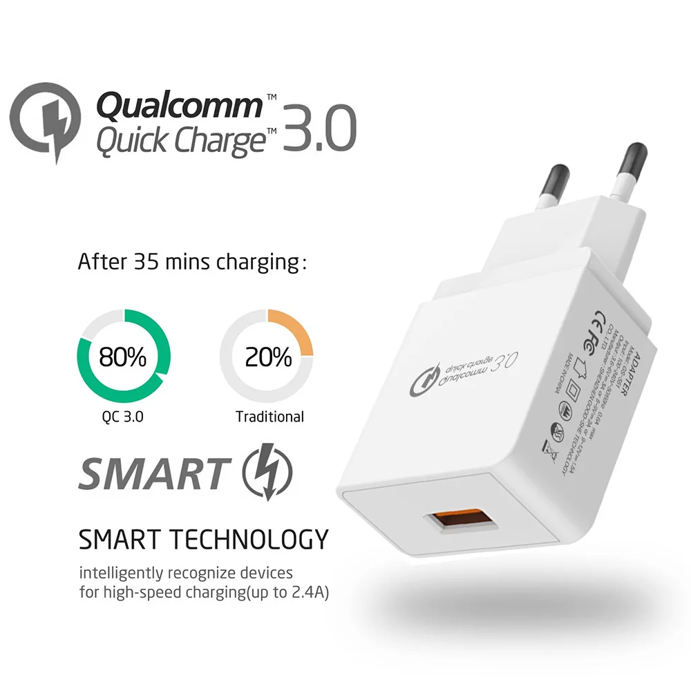 USB быстрое зарядное устройство PORTEFEUILLE 18 Вт для Iphone X XR XS MAX 7 8 Plus Samsung S10 S8 S9 Xiaomi Mi9