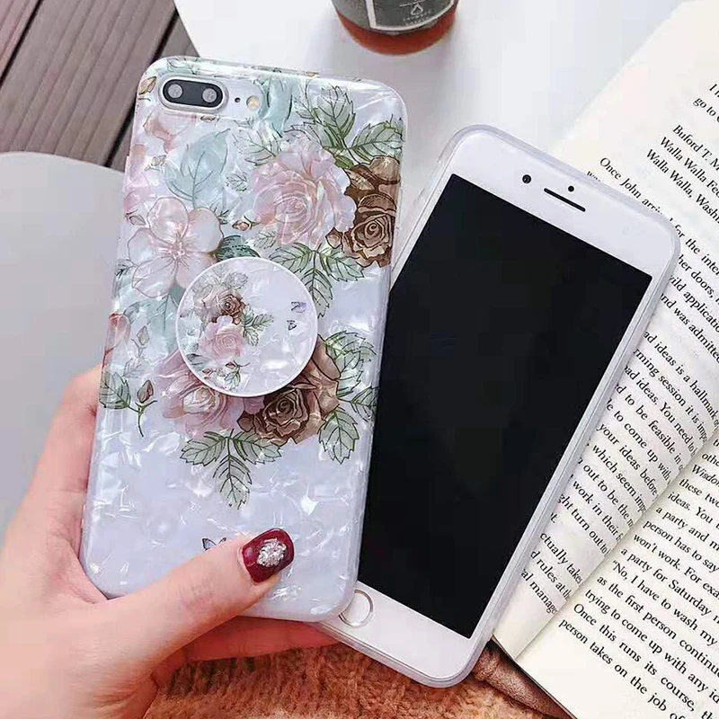 

Luxury Glitter Candy Silicon Phone Case For iPhone 7 8 X XS Max XR Bracket Flower Case For iPhone 8 7 6 S 6S Plus Soft TPU Cover