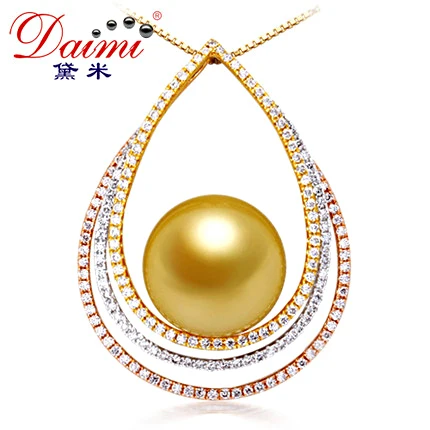 

[DAIMI] 13.5-14MM South Sea Pearl Pendant, Luxury Water Drop Pendant Necklace,18k Yellow Gold, Brand Jewelry, For Lover