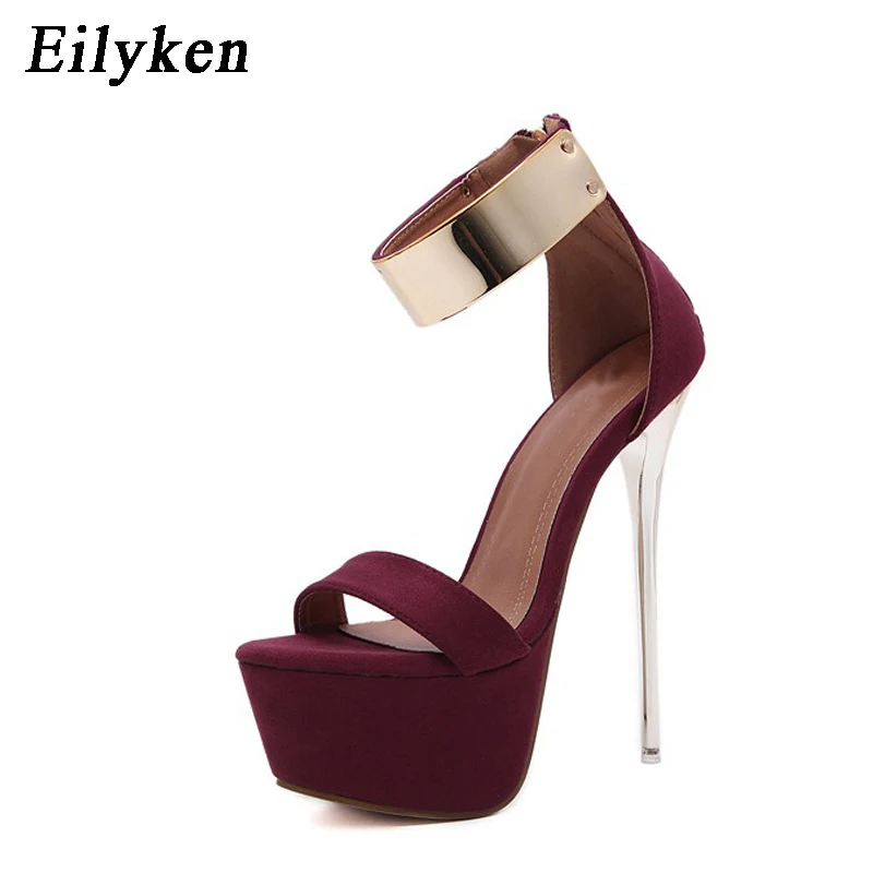 melhor Eilyken 2018 Das Sandálias Das Mulheres 16 cm Ultra high heels Plataforma Verão Bombas Clube Partido sapatos Mulher Lantejoulas Sandálias Gladiador