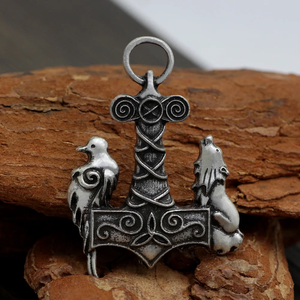 Youe shone Norse Odin Thors Молот Мьёльнир Викинг Волк и кулон с вороном древних птиц