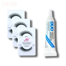 SHILINA False Eyelashes 3 Pairs Handmade Fake Lashes Soft Natural Long Eye Lashes Extension With 1 PCS DUO Eyelash Glue 514