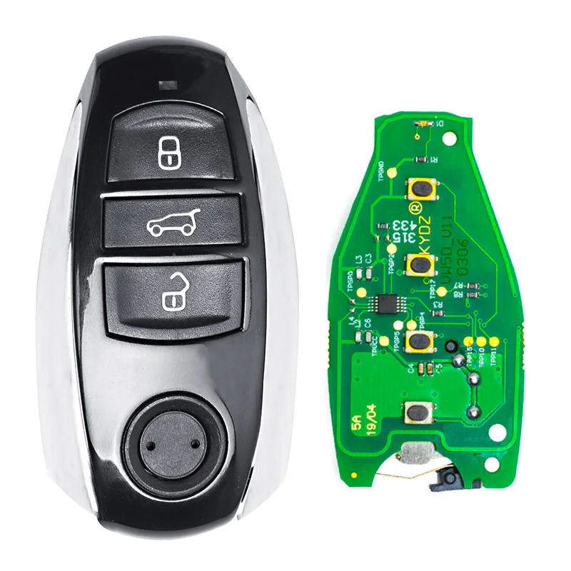 KEYECU 315/ 433/ 868MHz ID46/ 7953 Chip 3 Button Replacement Smart Card Remote Key Fob for Volkswagen T*ouareg 2010-2014