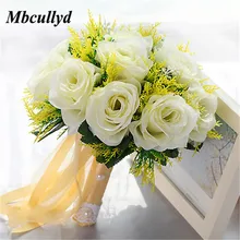 Mbcullyd Новое поступление Свадебные букеты для женщин искусственный свадебный цветок букет Белый ручной работы Цветы для подружки невесты