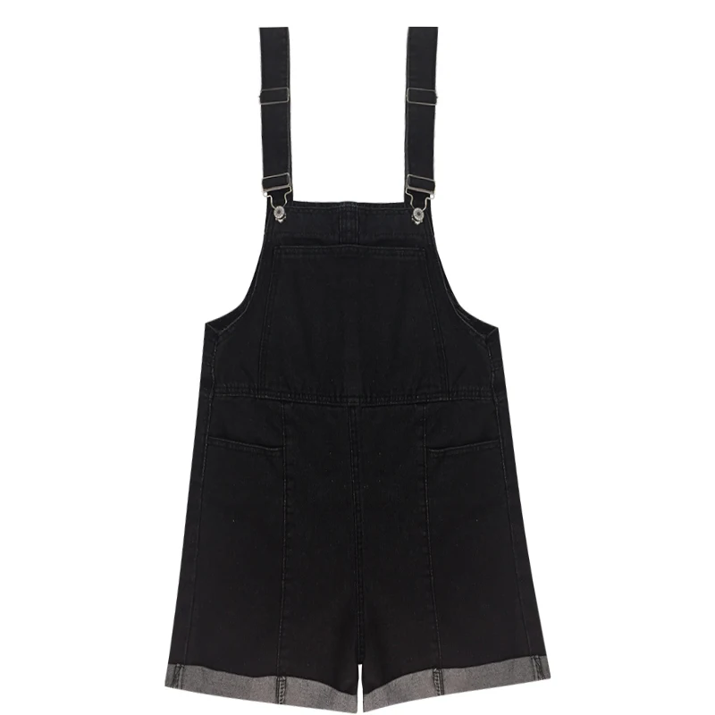 

Women Jean Jumpsuit Summer Crimping Denim Playsuit Overalls Casual Loose Wide Leg Short Washed Rompers