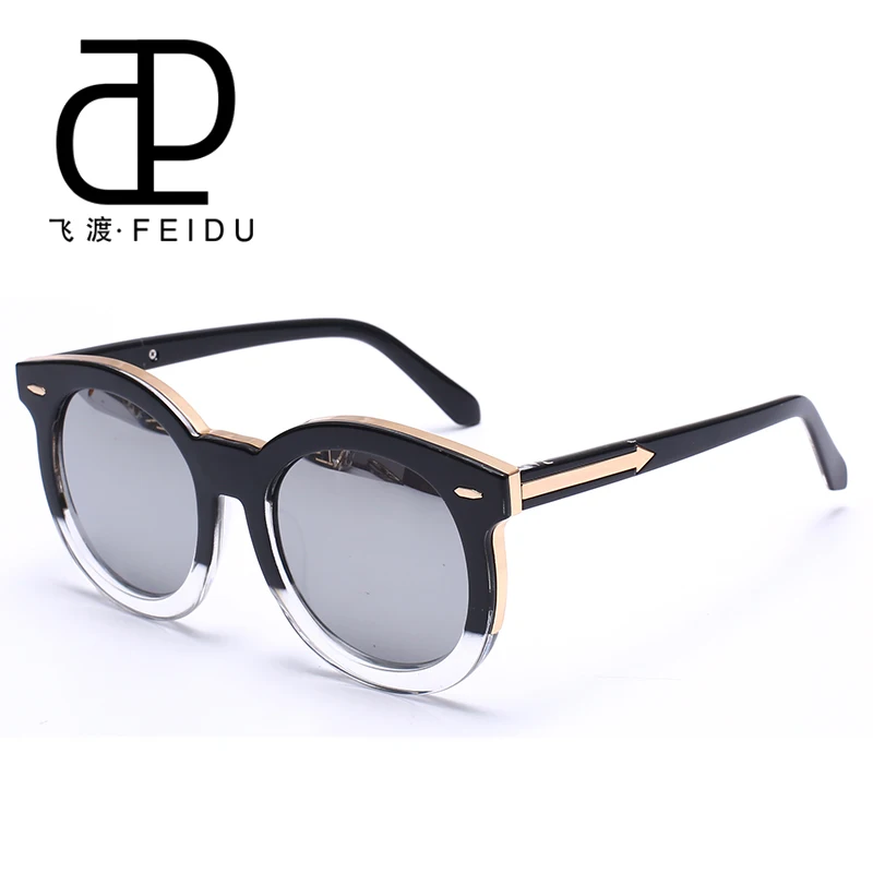 FEIDU брендовые дизайнерские солнцезащитные очки «кошачий глаз» солнцезащитные очки Для женщин UV400 зеркальная стрела солнцезащитные очки для женщин Oculos lunette de soleil Gafas с коробкой - Цвет линз: Black and Silver