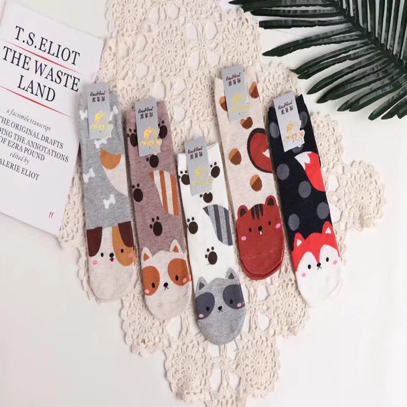 1 пара носков хлопок мультфильм печатных Животные собака Для женщин модная одежда для девочек укороченные носки наряд на лето и весну осень с 5 Стиль
