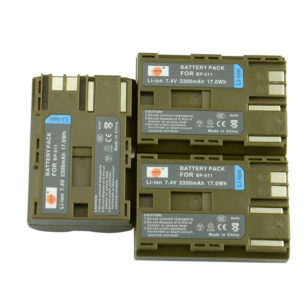 DSTE 3pcs BP 511 BP511A Battery for Canon 20D 30D 40D 50D 300D 5D 10D