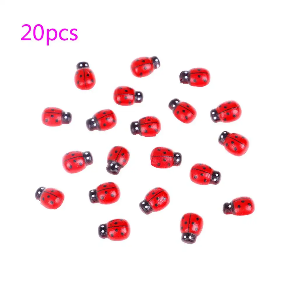 20pcs Miniature Ladybug  Ladybird Garden Ornament Figurine Fairy Dollhouse Decor Micro Landscape Bonsai Figurine Resin Crafts
