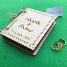 Персонализированные Гравированные держатели для книг, пользовательские деревенские альтернатива обручальное кольцо Подушка с принтом книги носителя помолвки дерева keepsake книга