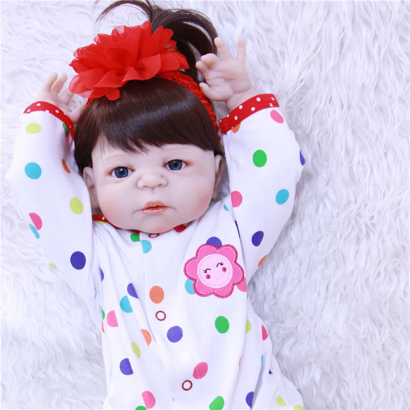 

Real cute baby doll reborn 22"55cm full body silicone reborn dolls girls dolls toys gift bebe alive reborn bonecas