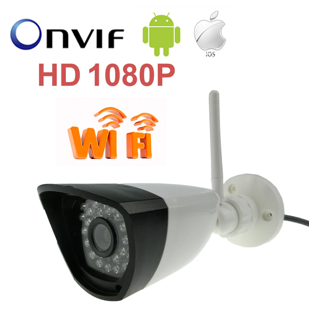 

WIFI IP Camera 1920 x1080P 1.0MP Bullet Waterproof Night Outdoor Security Camera ONVIF P2P CCTV Cam with IR-Cut 64G TF card slot