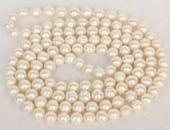 

wholesale 47" 8-9mm near round white cultured pearls necklace