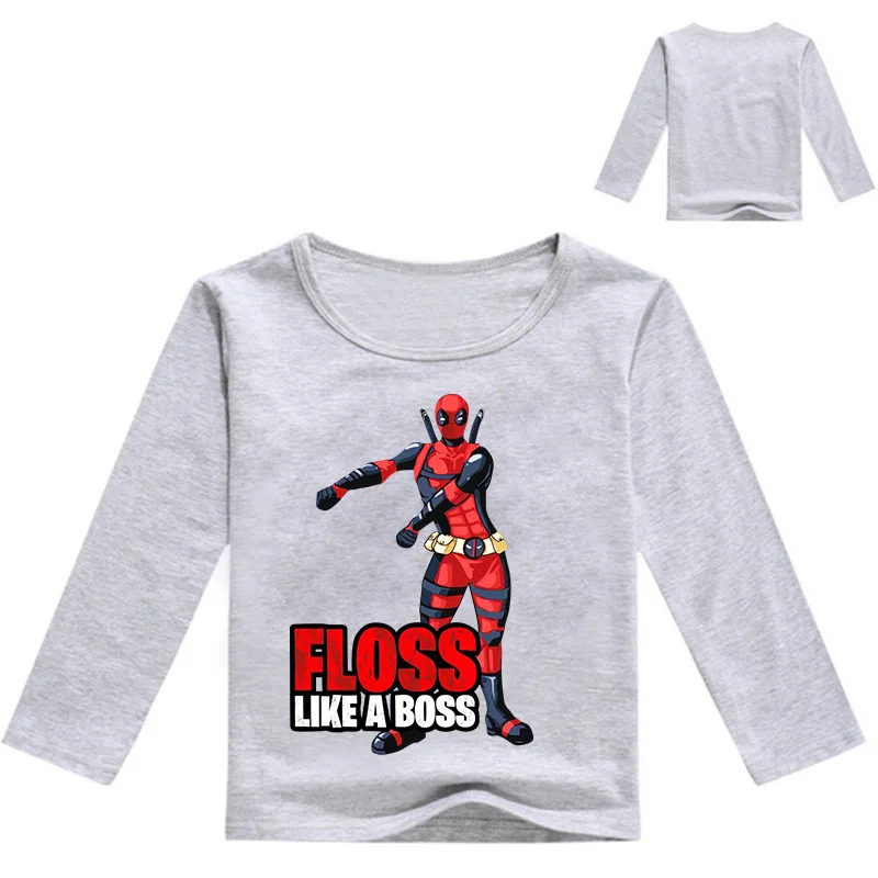 DLF/От 2 до 16 лет футболка для мальчиков с надписью «LIKE A BOSS» топы с длинными рукавами для девочек, футболки для маленьких детей повседневная одежда для подростков модная одежда в стиле хип-хоп