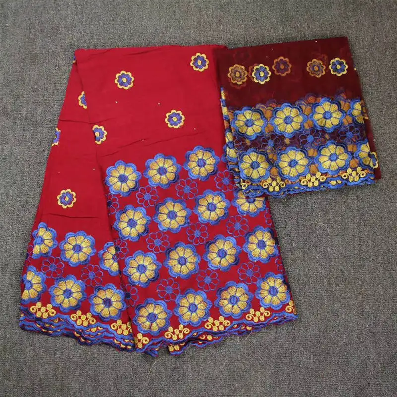 

New! 2018 Beautiful Design African Swiss Lace High Quality Red Blue Wedding Lace Nigeria Fabric Swiss Voile Cotton Set Lace