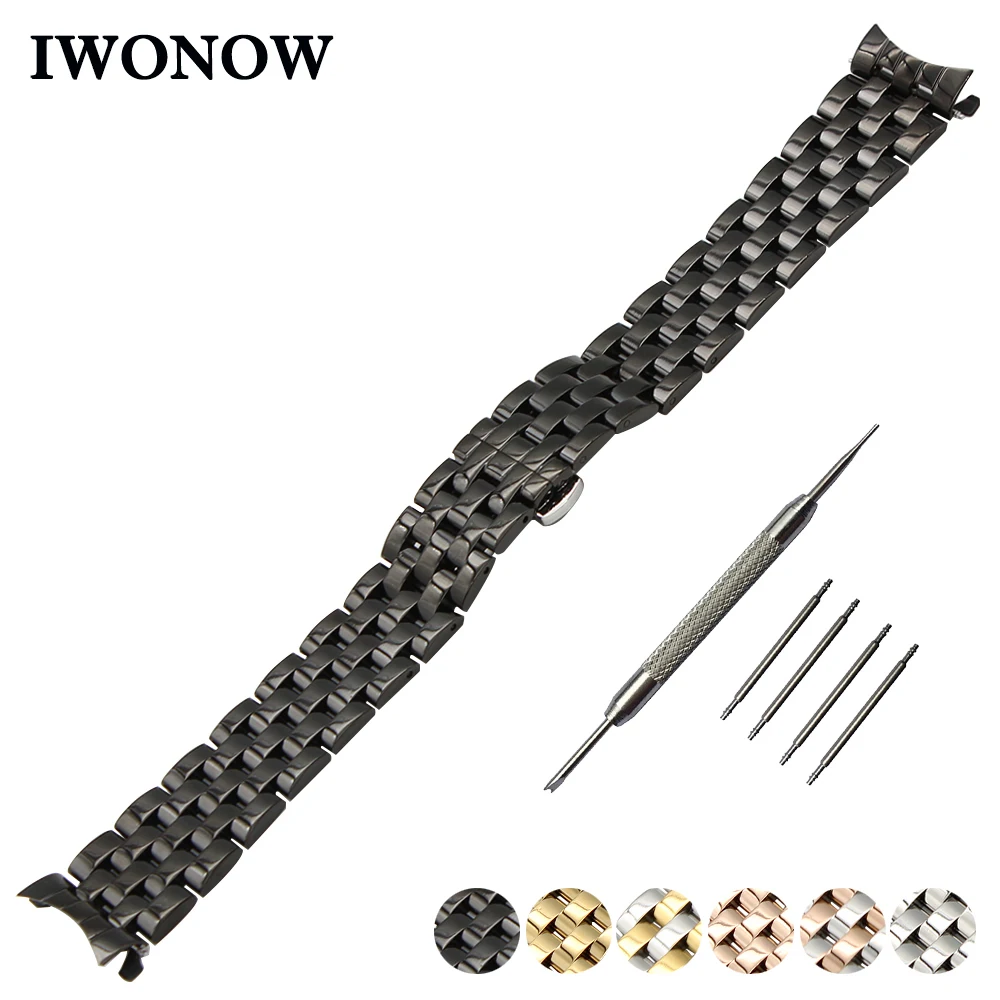 Stainless Steel Watch Band 18mm 20mm 22mm 24mm for Jacques Lemans Curved End Strap Butterfly Buckle Wrist Belt Bracelet